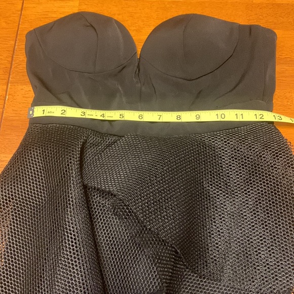 NWT L'ATISTE By Amy Womens Size S Mesh Peplum Strapless Maxi Black Tulip Dress - Picture 10 of 10